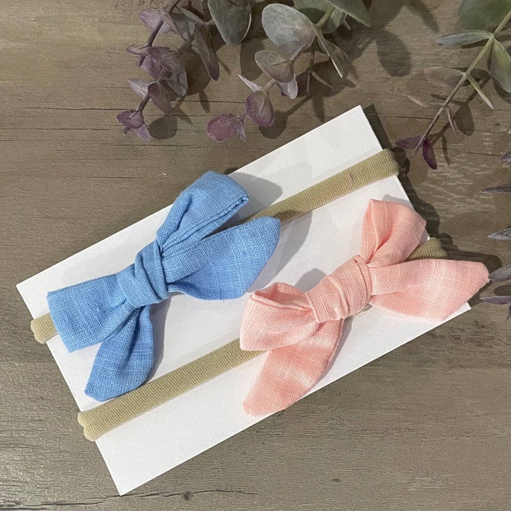3/$20 🔷 Blue & Pink Baby Girls Bow Headbands